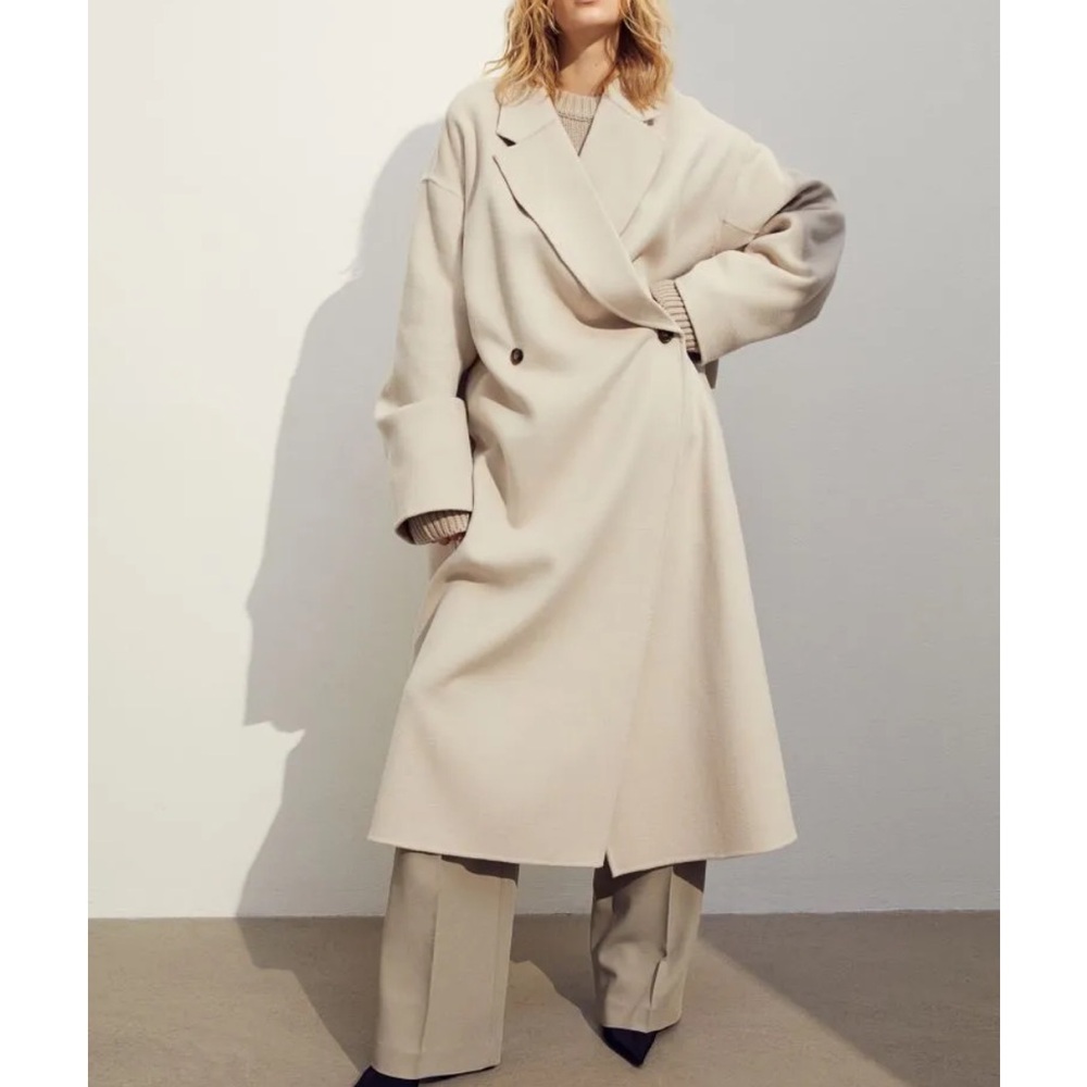 H&M premium Wool blend Cream Long Coat